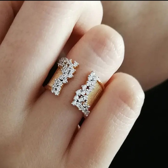 Golden Ring Female Zircon Cocktail Party Ring 18K Gold Plated for Women - Picture 4 of 7